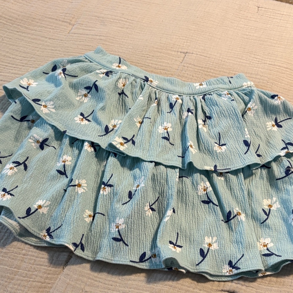 Crewcuts Floral A-Line Skirt in Light Blue